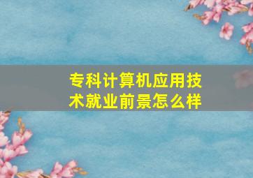 专科计算机应用技术就业前景怎么样