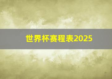 世界杯赛程表2025