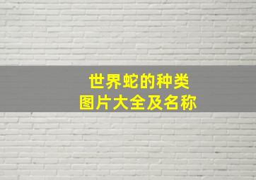 世界蛇的种类图片大全及名称