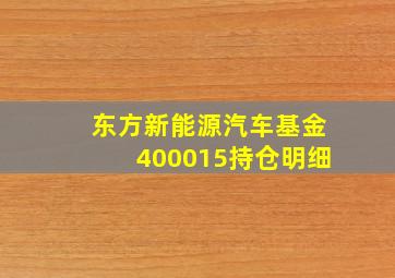 东方新能源汽车基金400015持仓明细