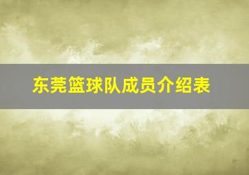 东莞篮球队成员介绍表