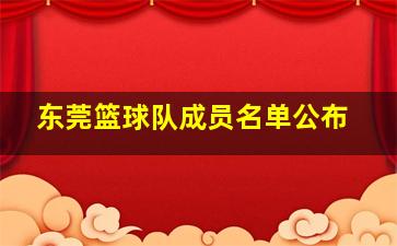 东莞篮球队成员名单公布