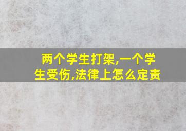 两个学生打架,一个学生受伤,法律上怎么定责