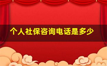 个人社保咨询电话是多少