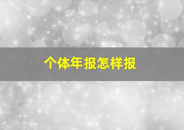 个体年报怎样报