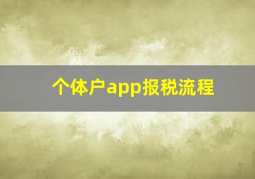 个体户app报税流程