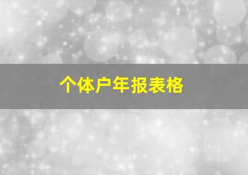 个体户年报表格