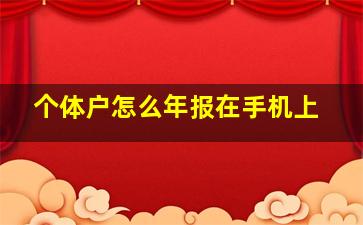 个体户怎么年报在手机上