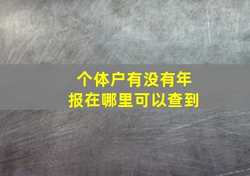 个体户有没有年报在哪里可以查到