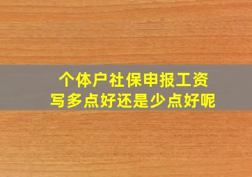 个体户社保申报工资写多点好还是少点好呢