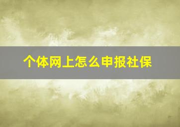 个体网上怎么申报社保