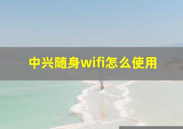 中兴随身wifi怎么使用