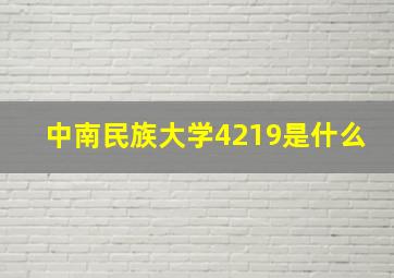 中南民族大学4219是什么