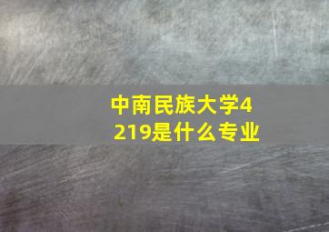 中南民族大学4219是什么专业