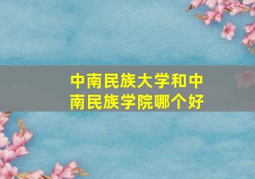 中南民族大学和中南民族学院哪个好