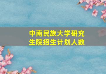 中南民族大学研究生院招生计划人数