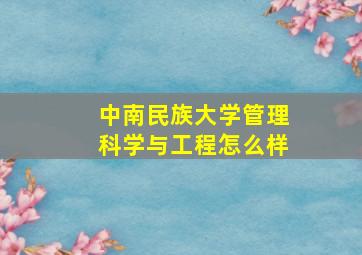 中南民族大学管理科学与工程怎么样