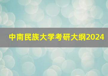 中南民族大学考研大纲2024