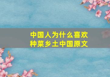 中国人为什么喜欢种菜乡土中国原文