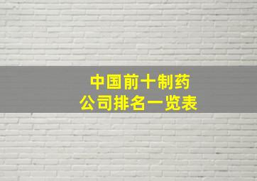 中国前十制药公司排名一览表