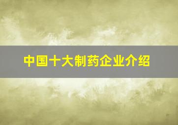 中国十大制药企业介绍