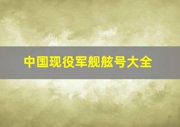 中国现役军舰舷号大全