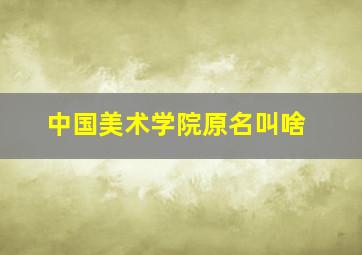 中国美术学院原名叫啥