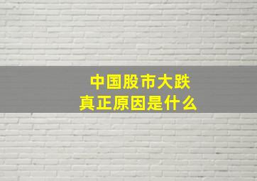 中国股市大跌真正原因是什么