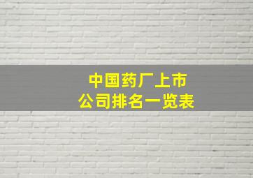 中国药厂上市公司排名一览表