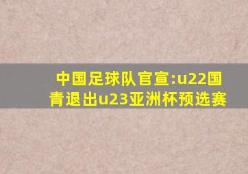 中国足球队官宣:u22国青退出u23亚洲杯预选赛