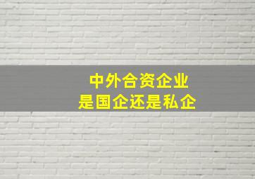 中外合资企业是国企还是私企