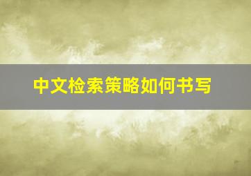 中文检索策略如何书写