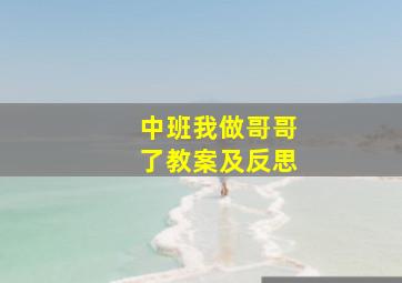 中班我做哥哥了教案及反思