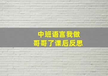 中班语言我做哥哥了课后反思