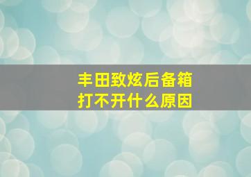 丰田致炫后备箱打不开什么原因