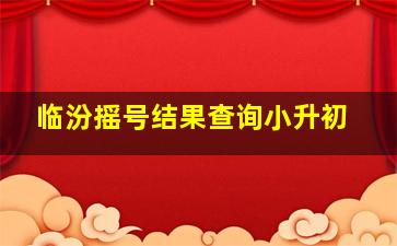 临汾摇号结果查询小升初