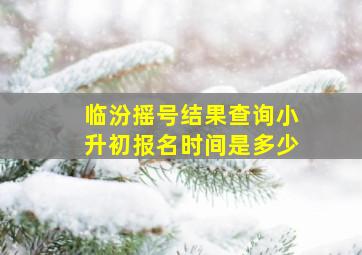 临汾摇号结果查询小升初报名时间是多少