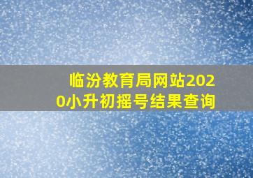 临汾教育局网站2020小升初摇号结果查询