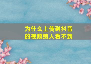 为什么上传到抖音的视频别人看不到