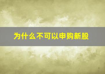 为什么不可以申购新股