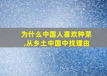 为什么中国人喜欢种菜,从乡土中国中找理由