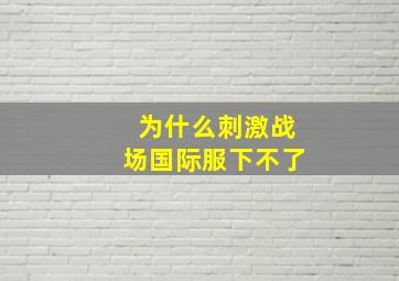 为什么刺激战场国际服下不了