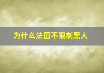 为什么法国不限制黑人