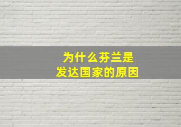 为什么芬兰是发达国家的原因