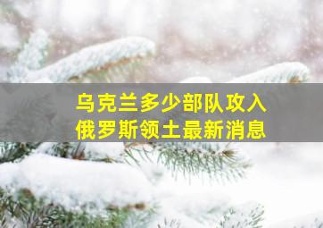 乌克兰多少部队攻入俄罗斯领土最新消息