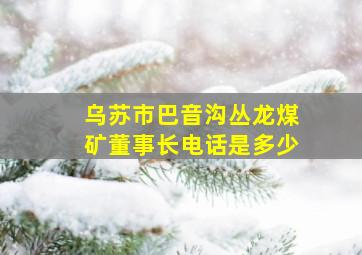 乌苏市巴音沟丛龙煤矿董事长电话是多少