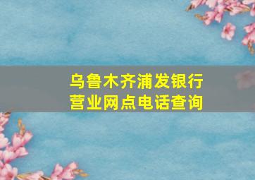 乌鲁木齐浦发银行营业网点电话查询