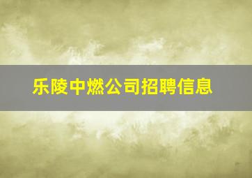 乐陵中燃公司招聘信息