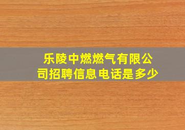 乐陵中燃燃气有限公司招聘信息电话是多少