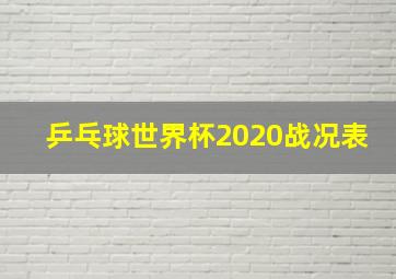 乒乓球世界杯2020战况表